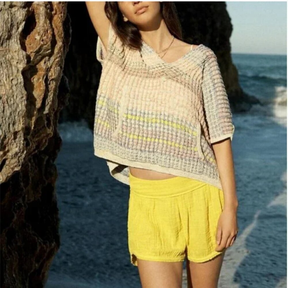 Daily Practice by Anthropologie Butter Yellow Gauzy Beach Shorts |XS|